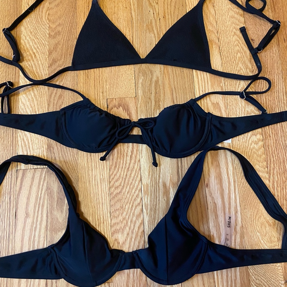 5 black SHEIN bikini tops